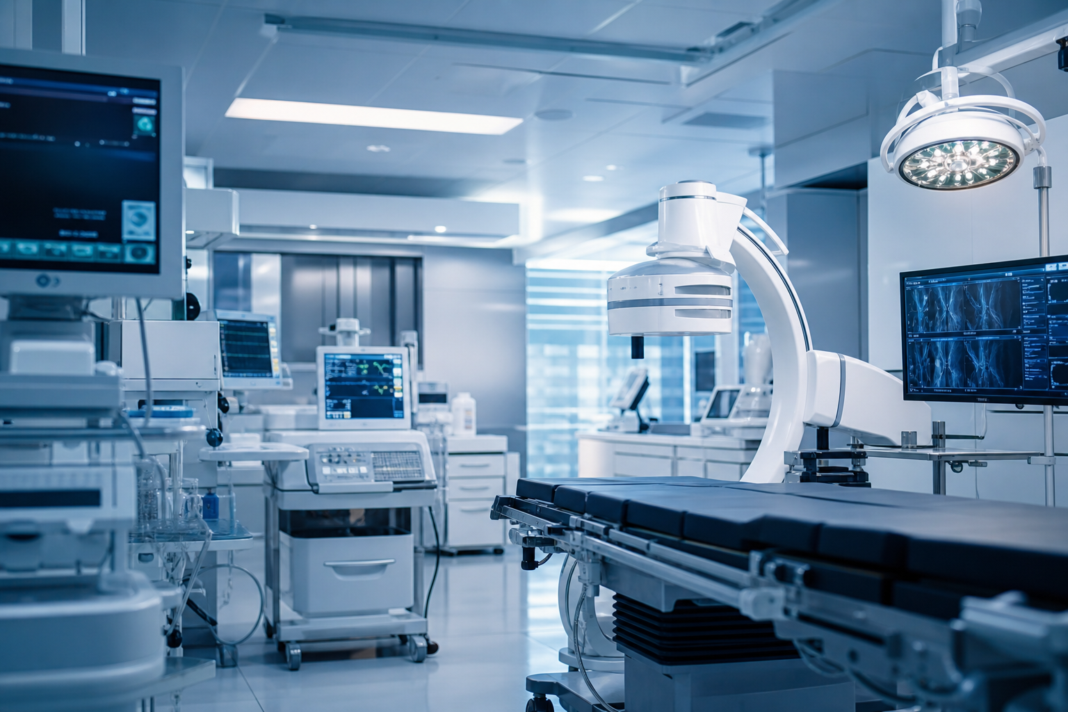 Medizintechnik-Raum mit Geräten – digitale Medizin-Dokumentation