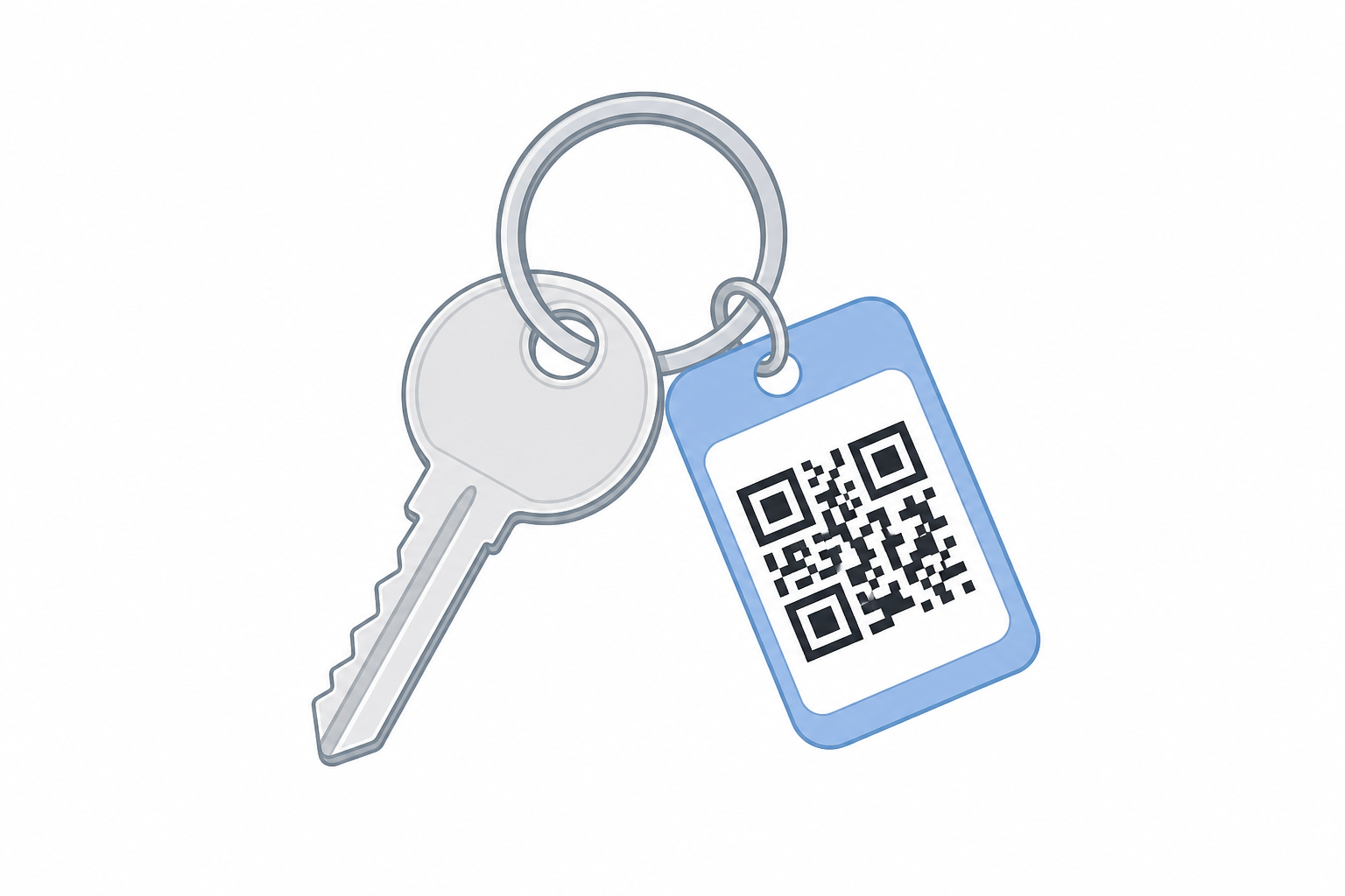 Schlüssel mit Anhänger und QR-Code