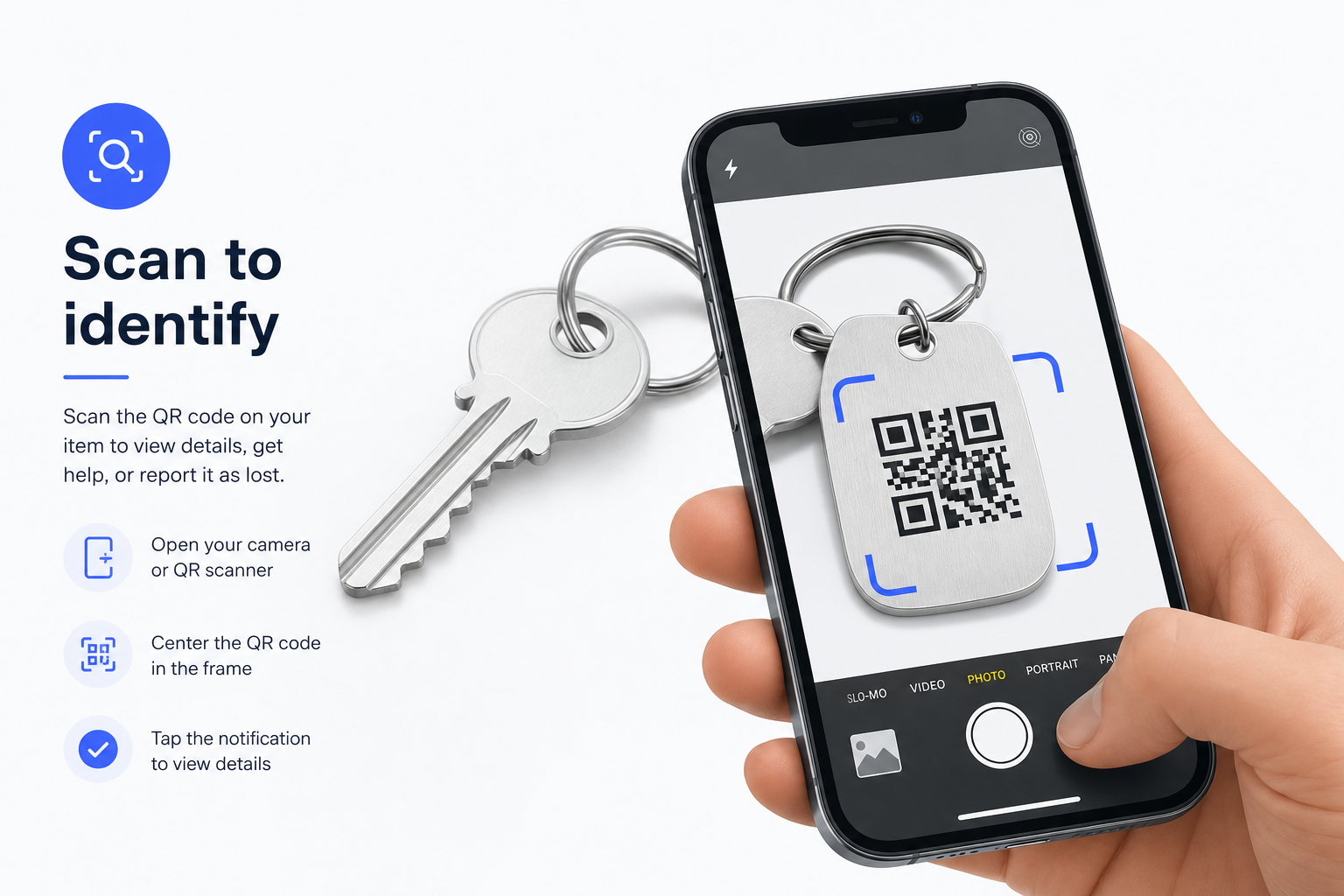 QR-Code am Schlüsselanhänger scannen