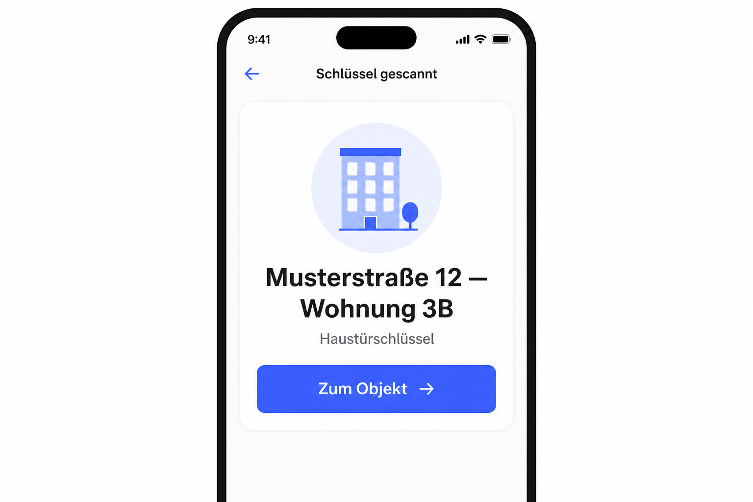 Scan-Ergebnis mit Objekt und Schlüsselbeschreibung